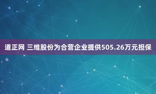 道正网 三维股份为合营企业提供505.26万元担保
