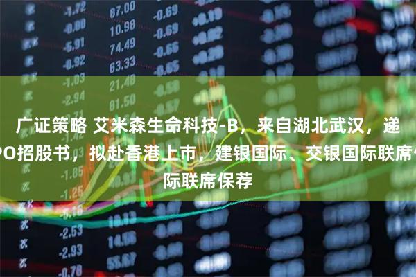 广证策略 艾米森生命科技-B，来自湖北武汉，递交IPO招股书，拟赴香港上市，建银国际、交银国际联席保荐