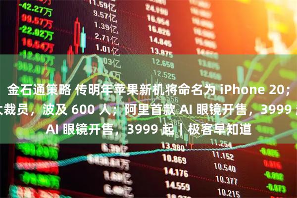 金石通策略 传明年苹果新机将命名为 iPhone 20；Meta AI 团队大裁员，波及 600 人；阿里首款 AI 眼镜开售，3999 起｜极客早知道